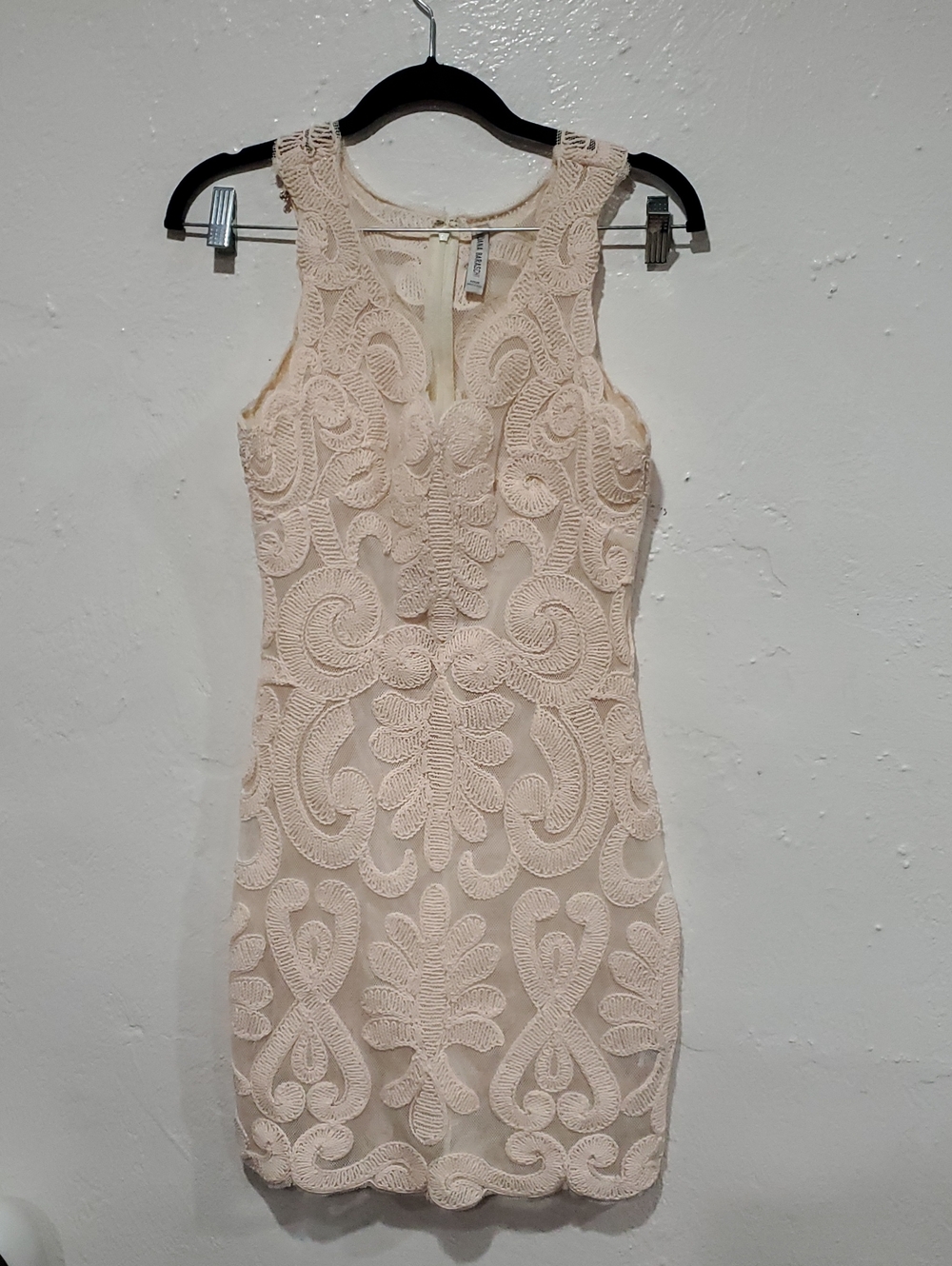Yoana Baraschi Light Blush Mesh Lace Mini Dress Size 4